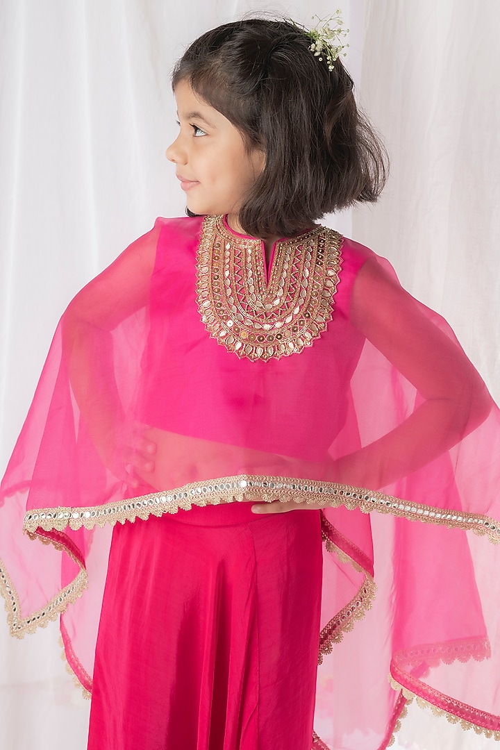 Pink Organza Cape Set For Girls by Li'l Angels at Pernia's Pop Up Shop