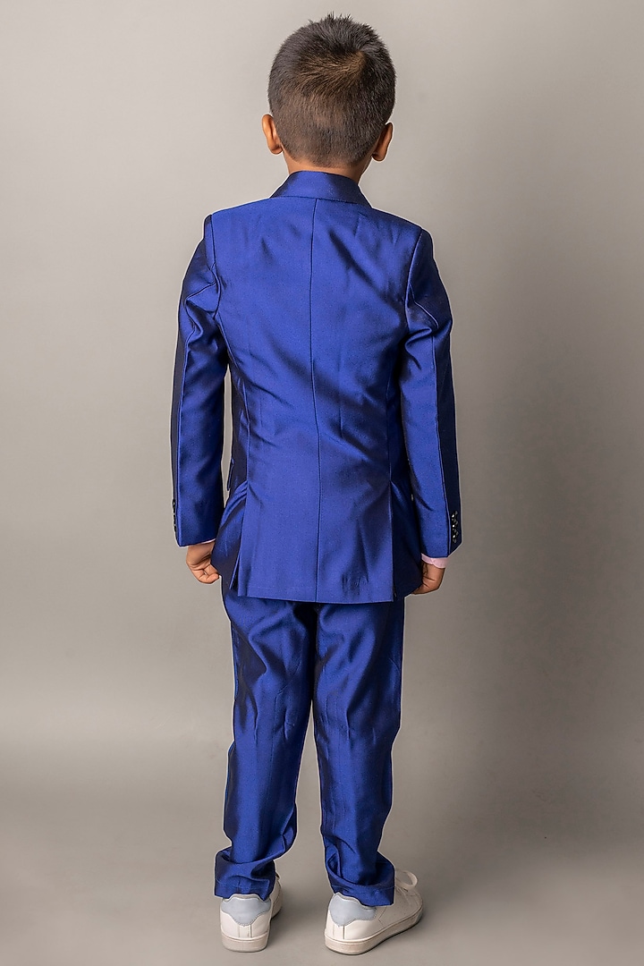 Blue Suiting Fabric Tuxedo Set For Boys by Li'l Angels at Pernia's Pop Up Shop