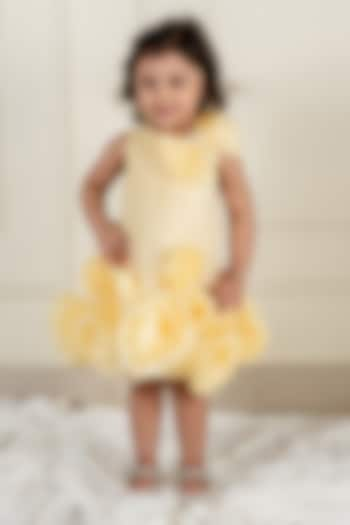 Yellow Satin Organza Floral Dress For Girls by Li'l Angels at Pernia's Pop Up Shop