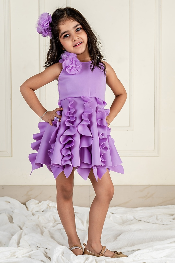 Lilac Scuba Dress For Girls by Li'l Angels at Pernia's Pop Up Shop