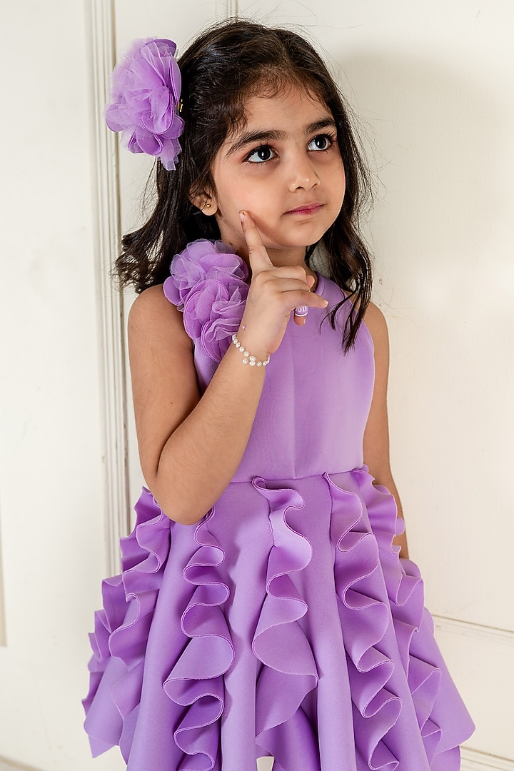 Lilac Scuba Dress For Girls by Li'l Angels at Pernia's Pop Up Shop