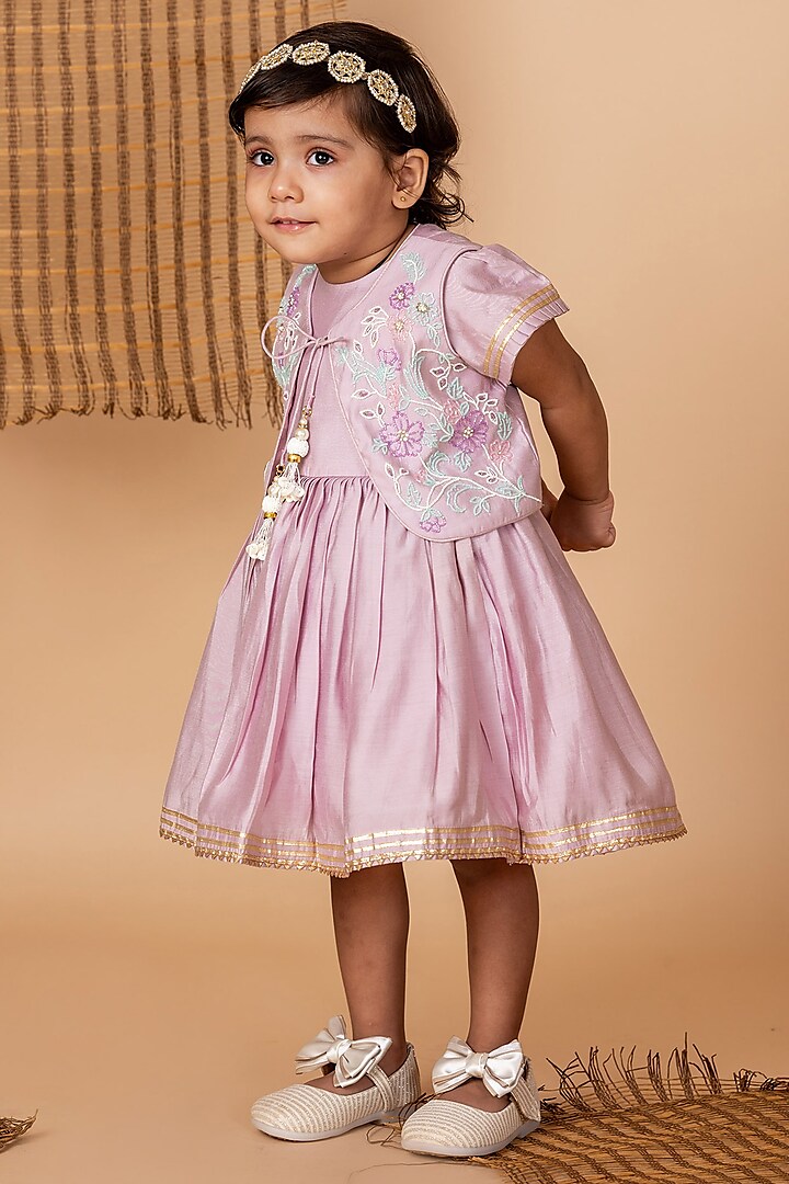 Lilac Silk Dress For Girls by Li'l Angels at Pernia's Pop Up Shop