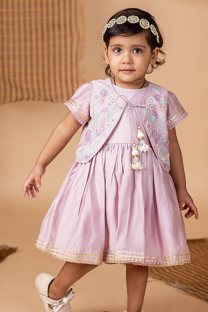 Lilac Silk Dress For Girls by Li'l Angels at Pernia's Pop Up Shop