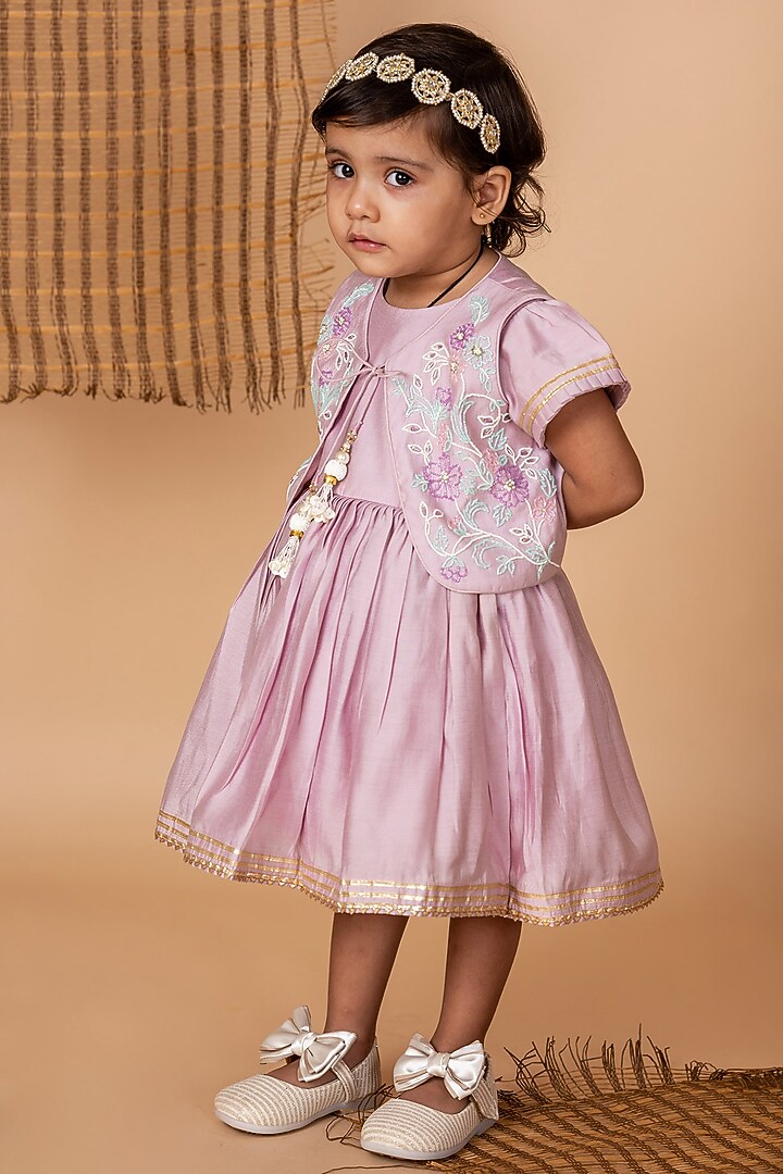 Lilac Silk Dress For Girls by Li'l Angels at Pernia's Pop Up Shop