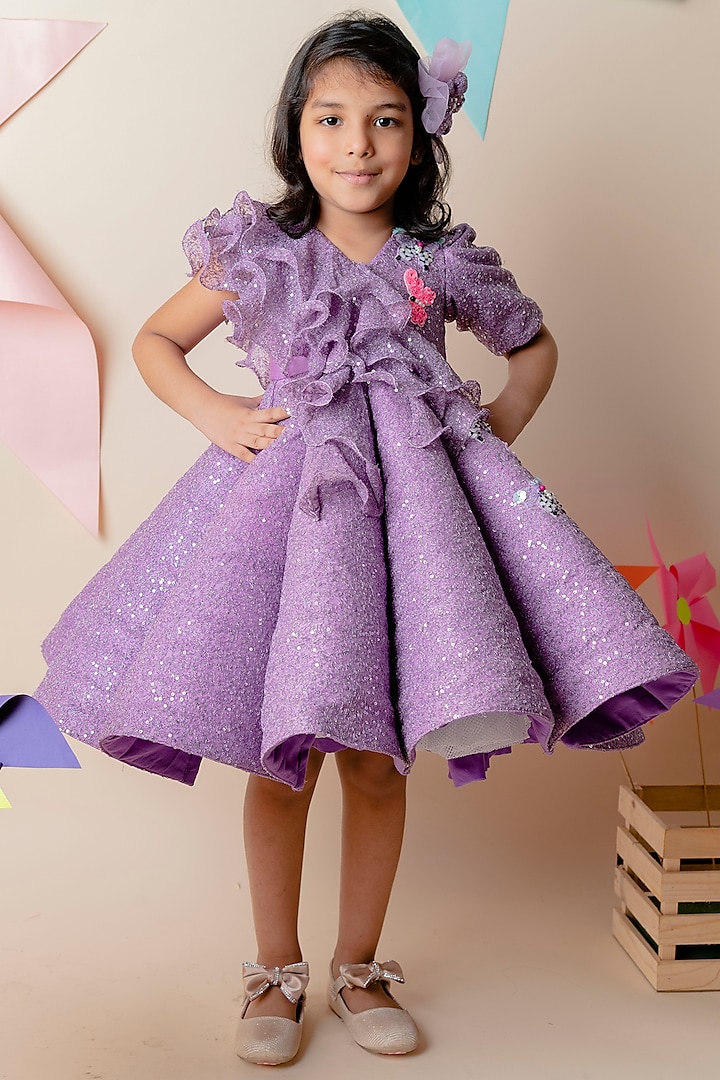 Purple Sequin Dress For Girls by Li'l Angels