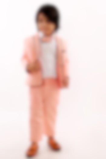 Peach Suiting Tuxedo Set For Boys by Li'l Angels