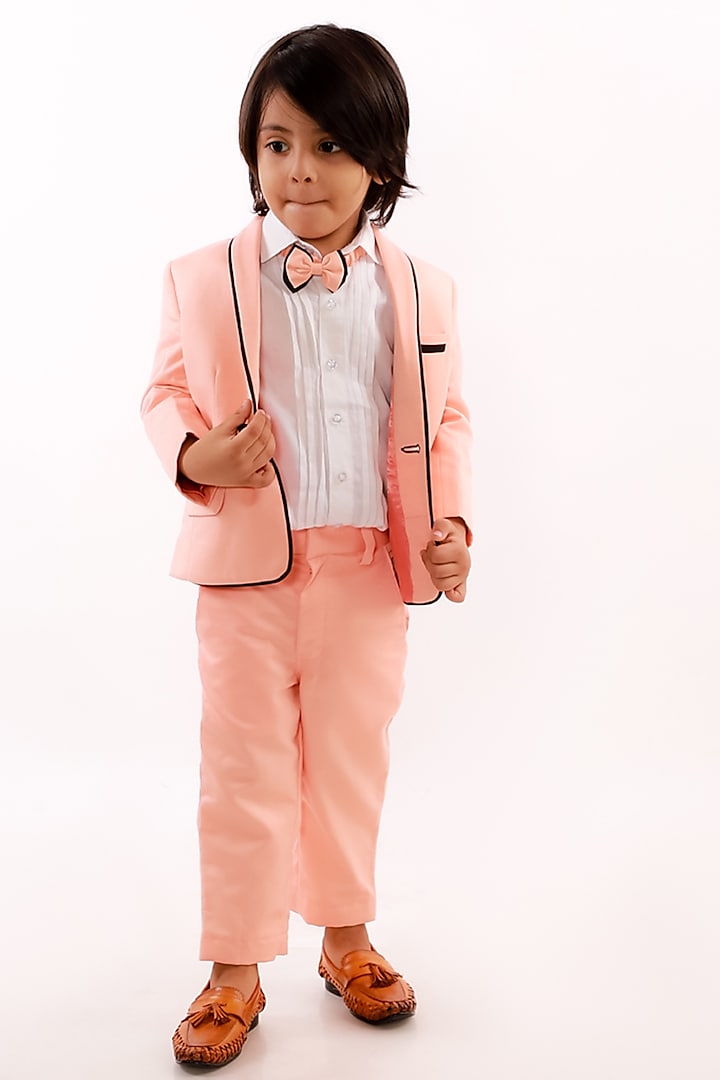 Peach Suiting Tuxedo Set For Boys by Li'l Angels