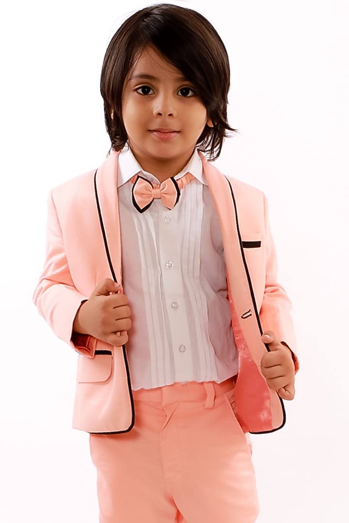 Peach Suiting Tuxedo Set For Boys by Li'l Angels at Pernia's Pop Up Shop