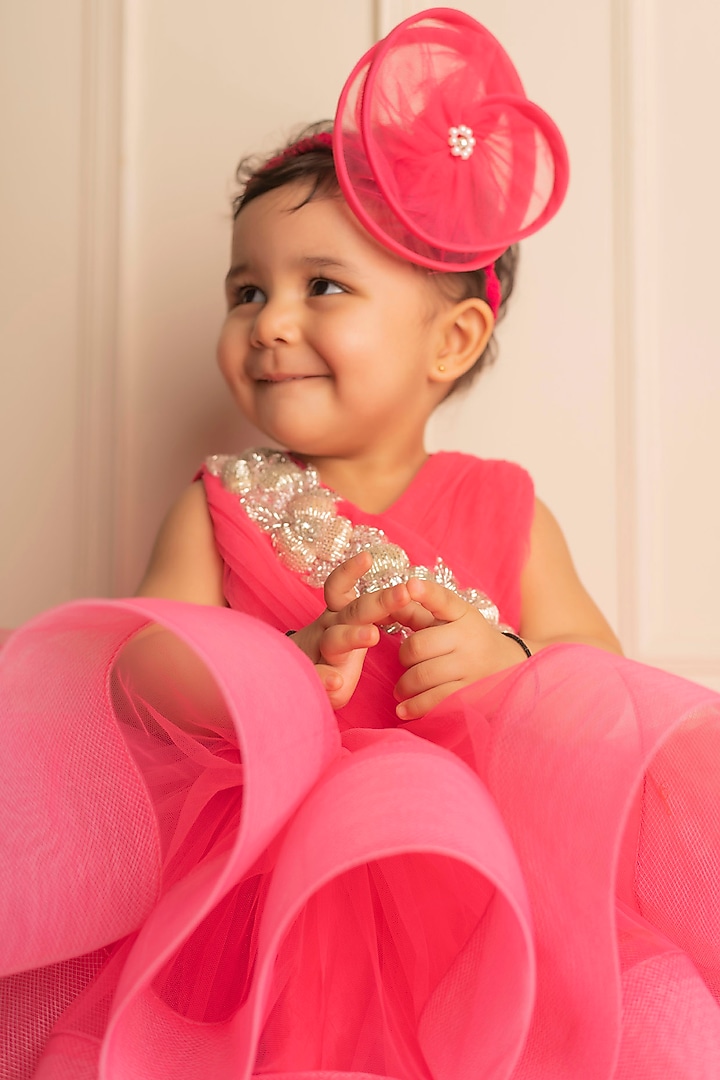 Pink Net Layered Dress For Girls by Li'l Angels at Pernia's Pop Up Shop