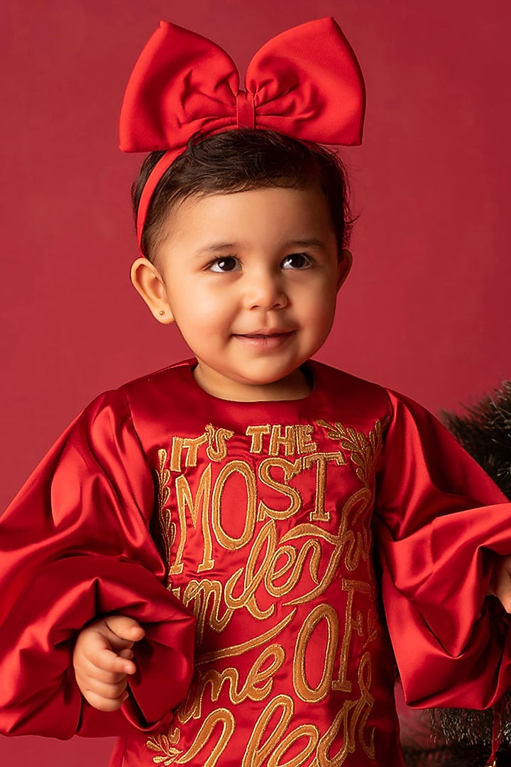 Red Satin Dress For Girls by Li'l Angels at Pernia's Pop Up Shop