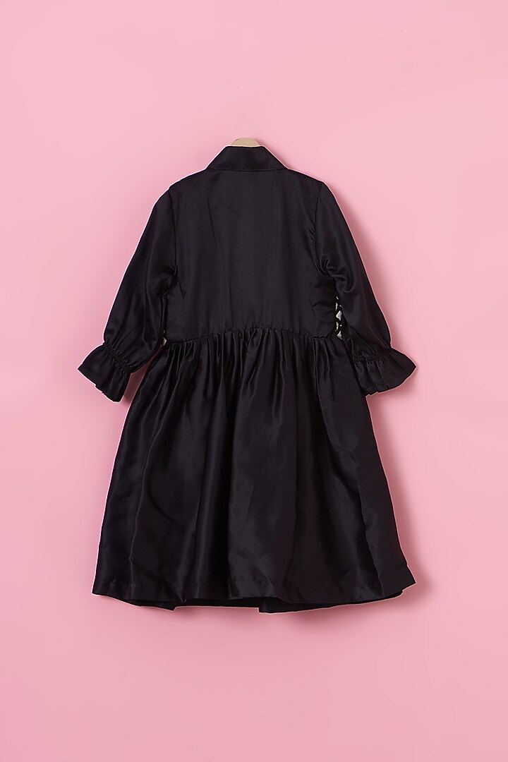 Black Cotton & Jaguar Jacket Dress For Girls by Lilglam at Pernia's Pop Up Shop