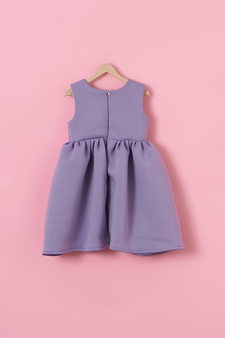 Violet Cotton & Scuba Zari Hand Embroidered Dress For Girls by Lilglam at Pernia's Pop Up Shop