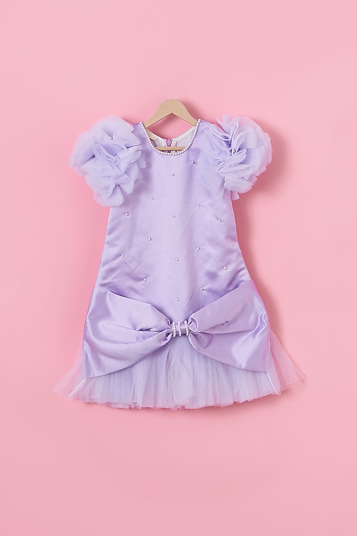 Violet Premium Satin A-Line Bow Dress For Girls by Lilglam