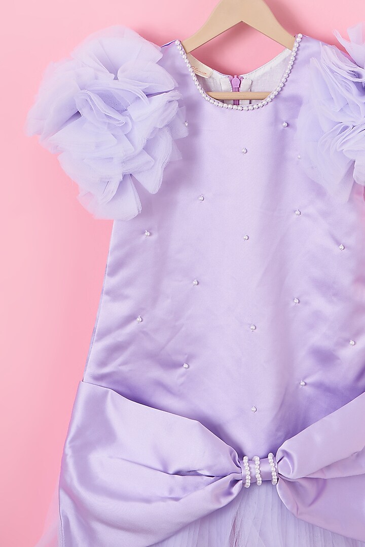 Violet Premium Satin A-Line Bow Dress For Girls by Lilglam at Pernia's Pop Up Shop