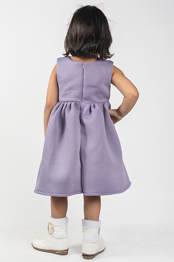 Violet Scuba Embroidered Dress For Girls by Lilglam at Pernia's Pop Up Shop