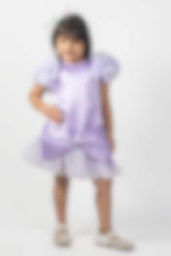 Violet Premium Satin & Net A-Line Dress For Girls by Lilglam at Pernia's Pop Up Shop