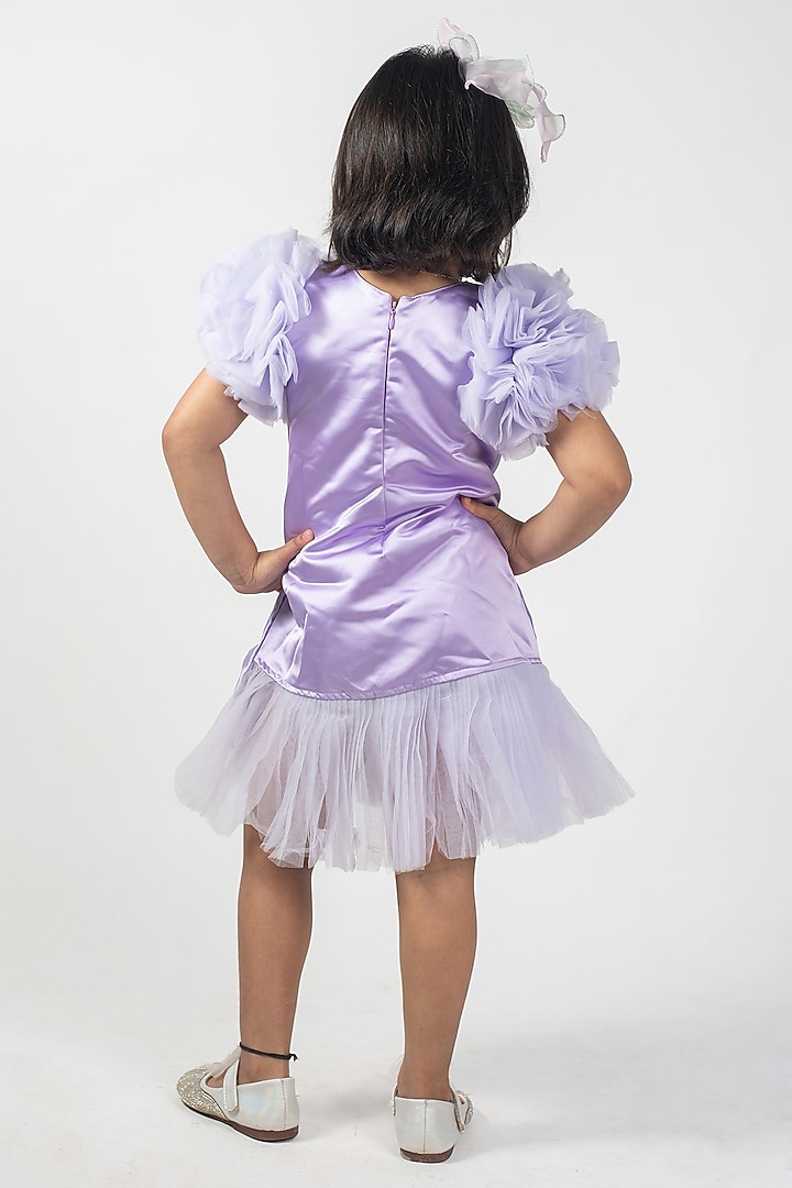 Violet Premium Satin & Net A-Line Dress For Girls by Lilglam at Pernia's Pop Up Shop