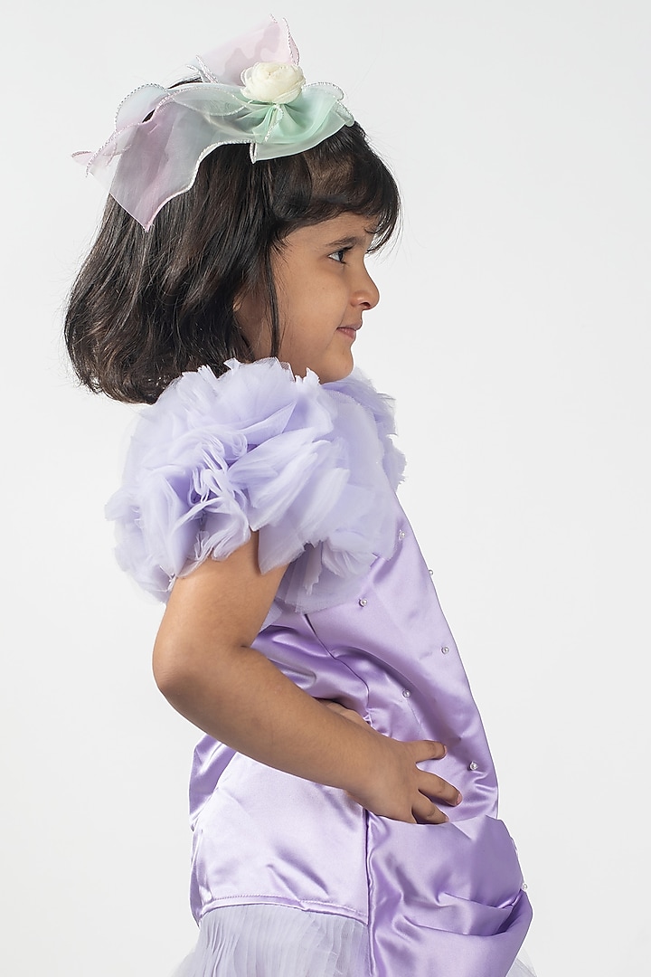 Violet Premium Satin & Net A-Line Dress For Girls by Lilglam at Pernia's Pop Up Shop