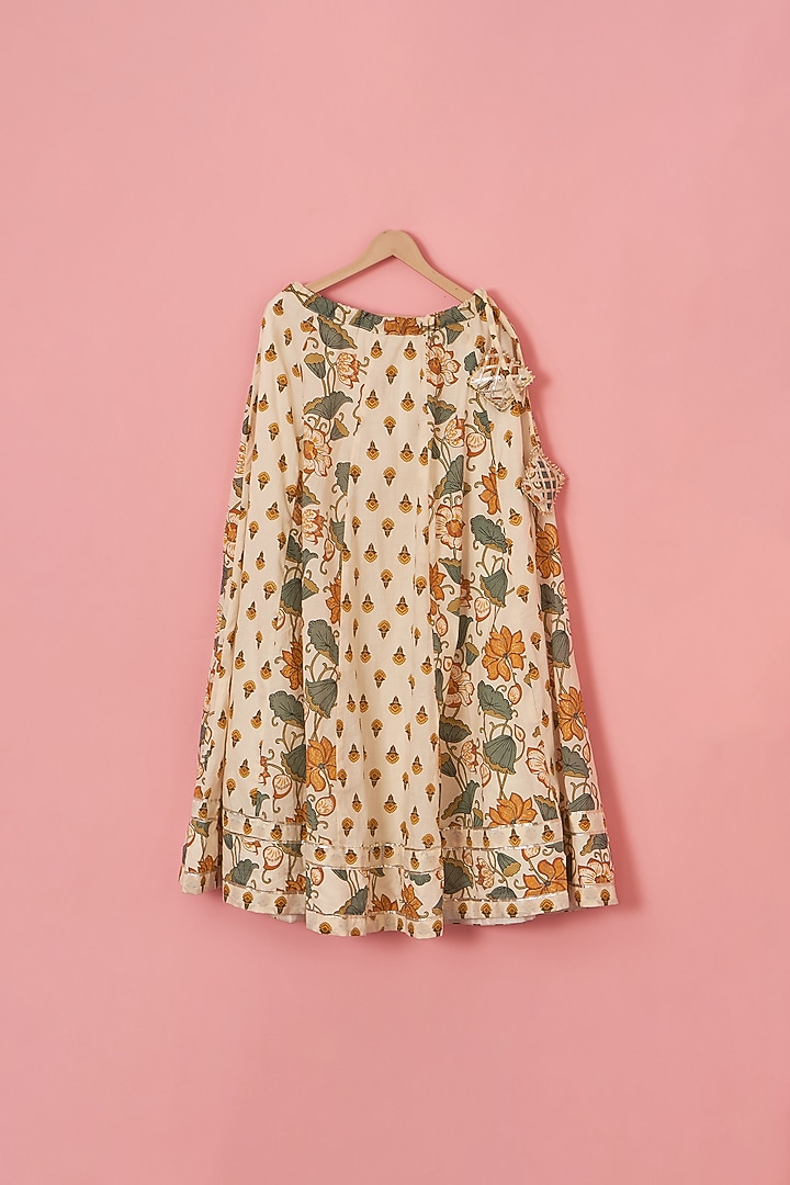 Peach Cotton Block Printed Lehenga Set For Girls by Lilglam at Pernia's Pop Up Shop
