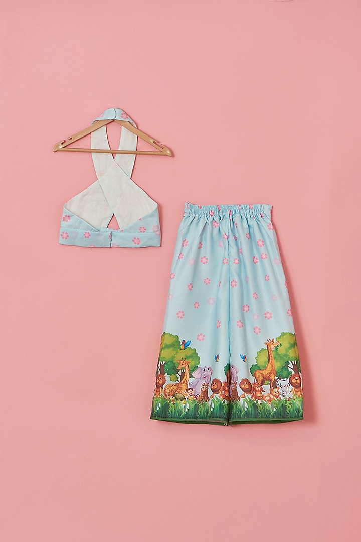 White Satin & Cotton Palazzo Pant Set For Girls by Lilglam at Pernia's Pop Up Shop