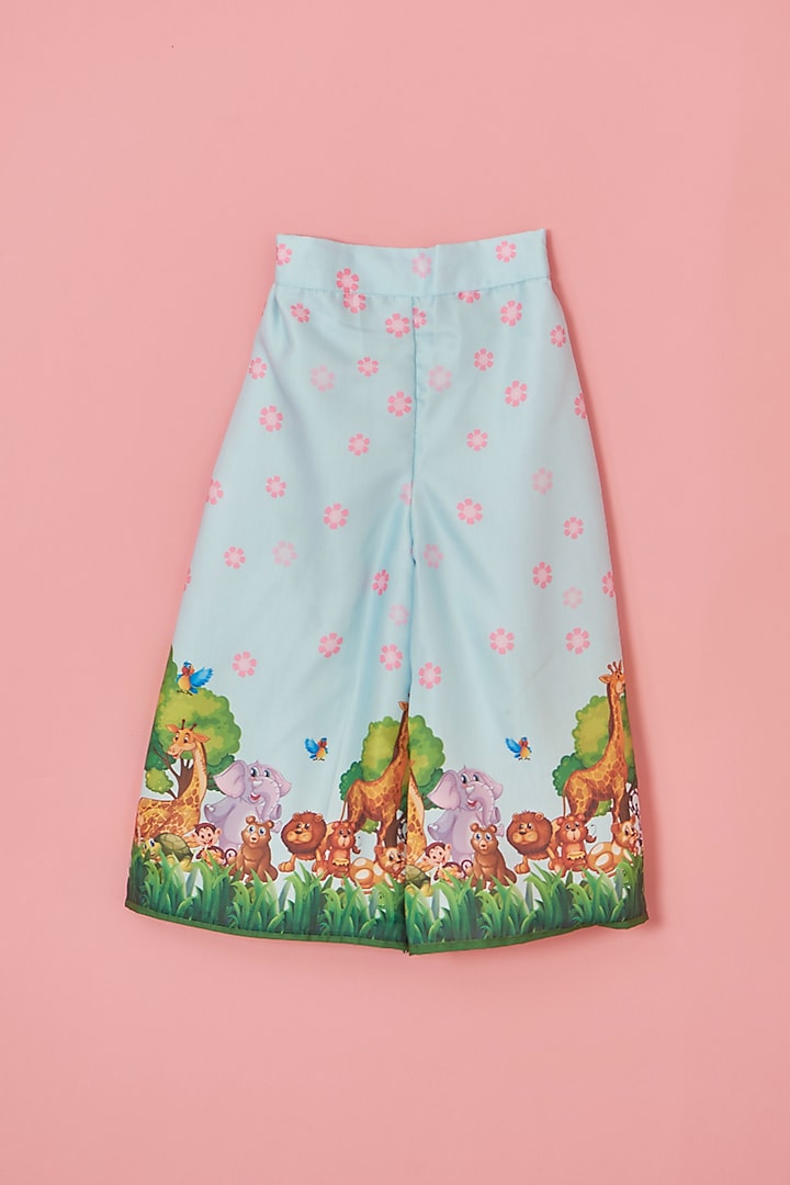 White Satin & Cotton Palazzo Pant Set For Girls by Lilglam at Pernia's Pop Up Shop