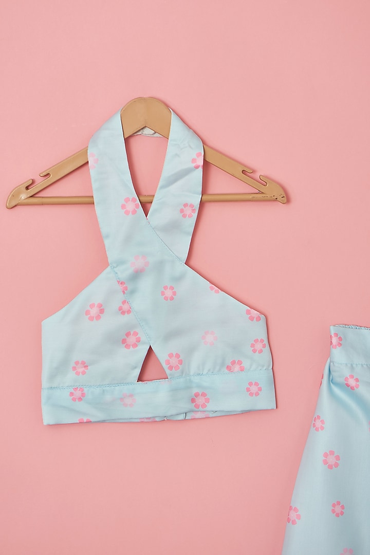 White Satin & Cotton Palazzo Pant Set For Girls by Lilglam at Pernia's Pop Up Shop