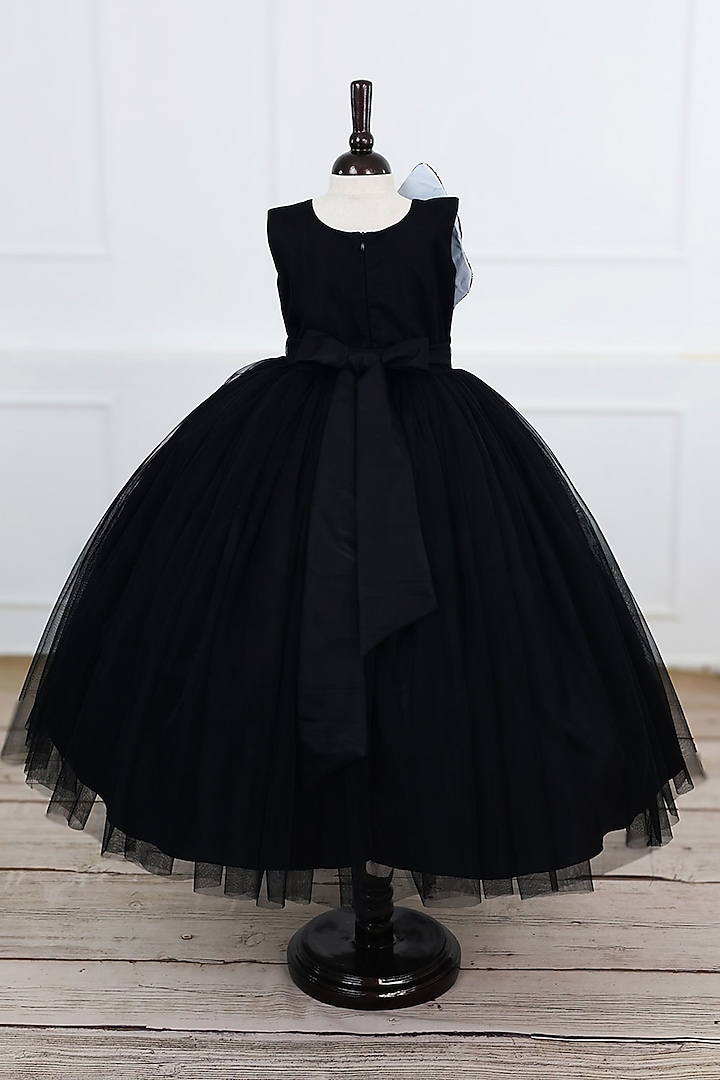 Black Net & Satin Gown For Girls by Li & Li Boutique at Pernia's Pop Up Shop