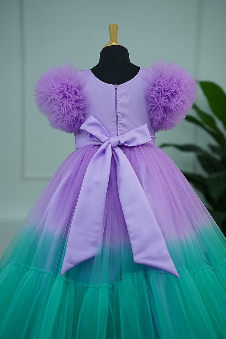Lavender & Green Net Gown For Girls by Li & Li Boutique at Pernia's Pop Up Shop