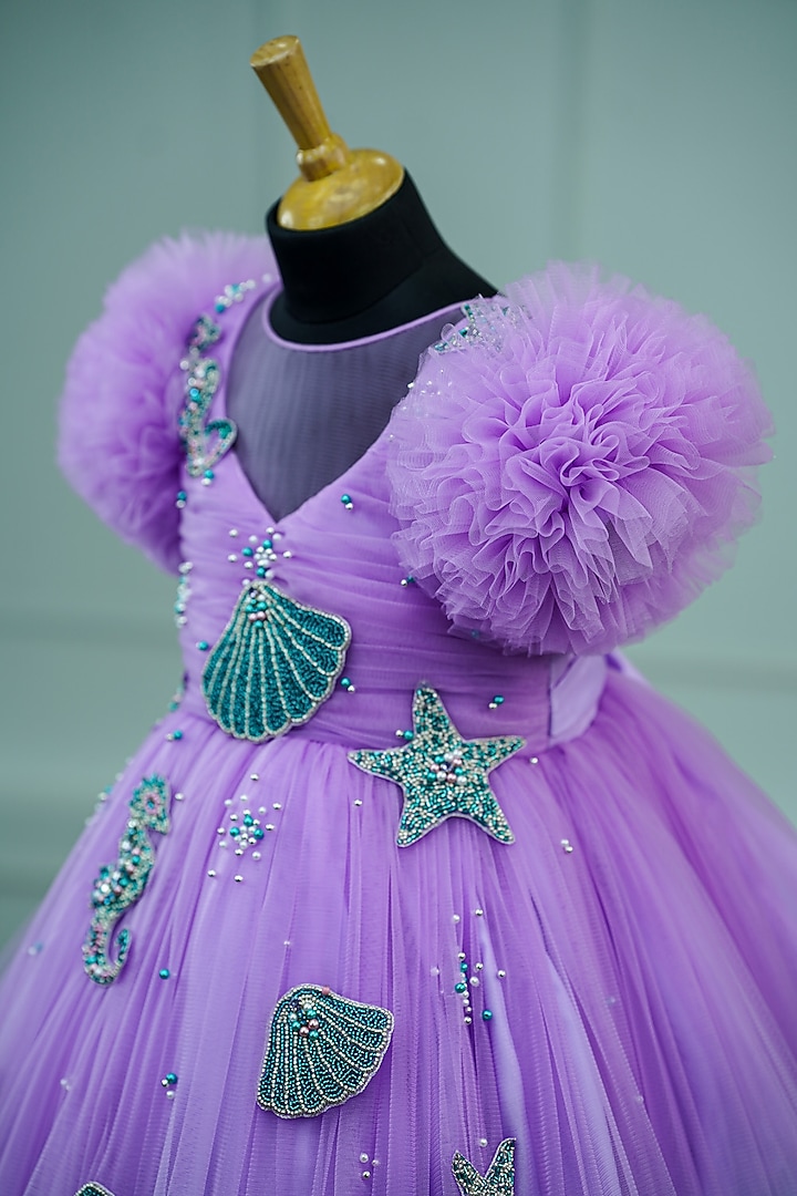 Lavender & Green Net Gown For Girls by Li & Li Boutique at Pernia's Pop Up Shop