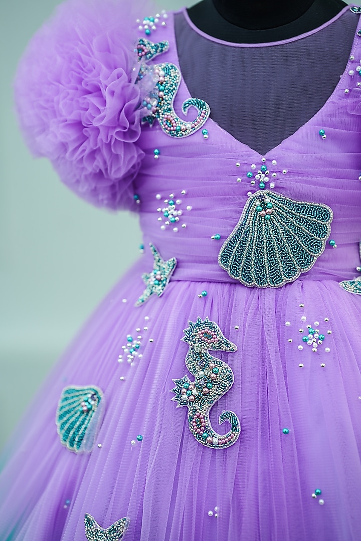Lavender & Green Net Gown For Girls by Li & Li Boutique at Pernia's Pop Up Shop