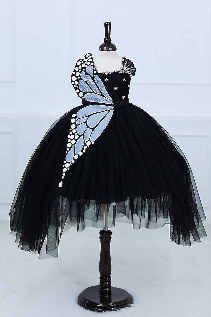Black Net & Satin Gown For Girls by Li & Li Boutique at Pernia's Pop Up Shop
