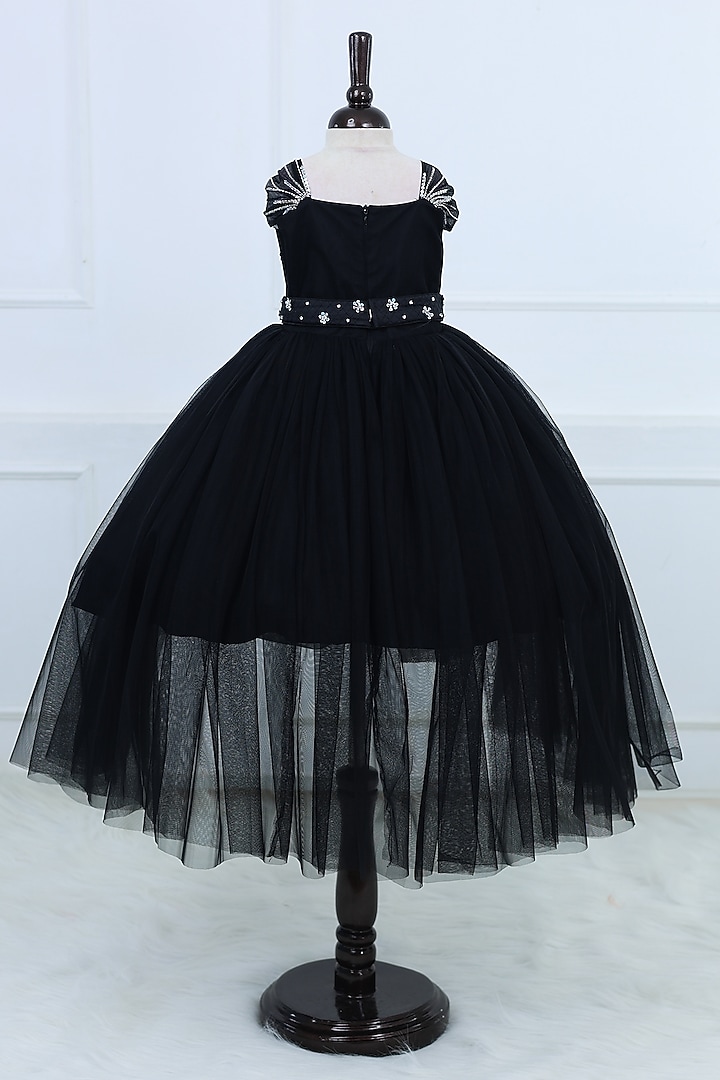 Black Net & Satin Gown For Girls by Li & Li Boutique at Pernia's Pop Up Shop
