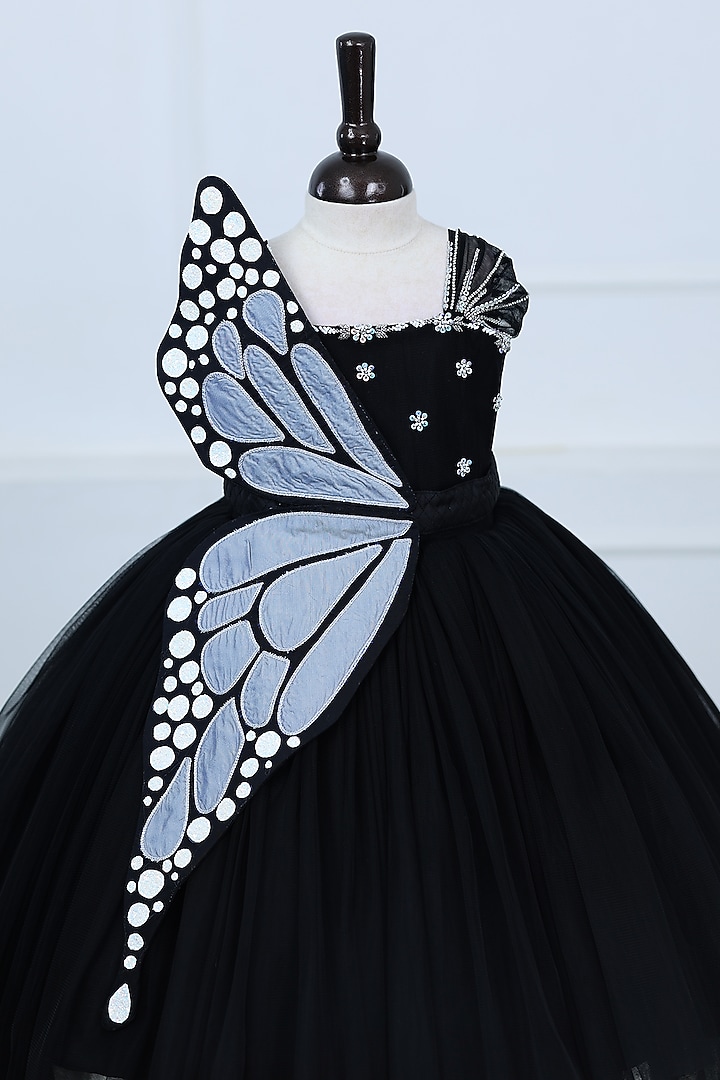 Black Net & Satin Gown For Girls by Li & Li Boutique at Pernia's Pop Up Shop