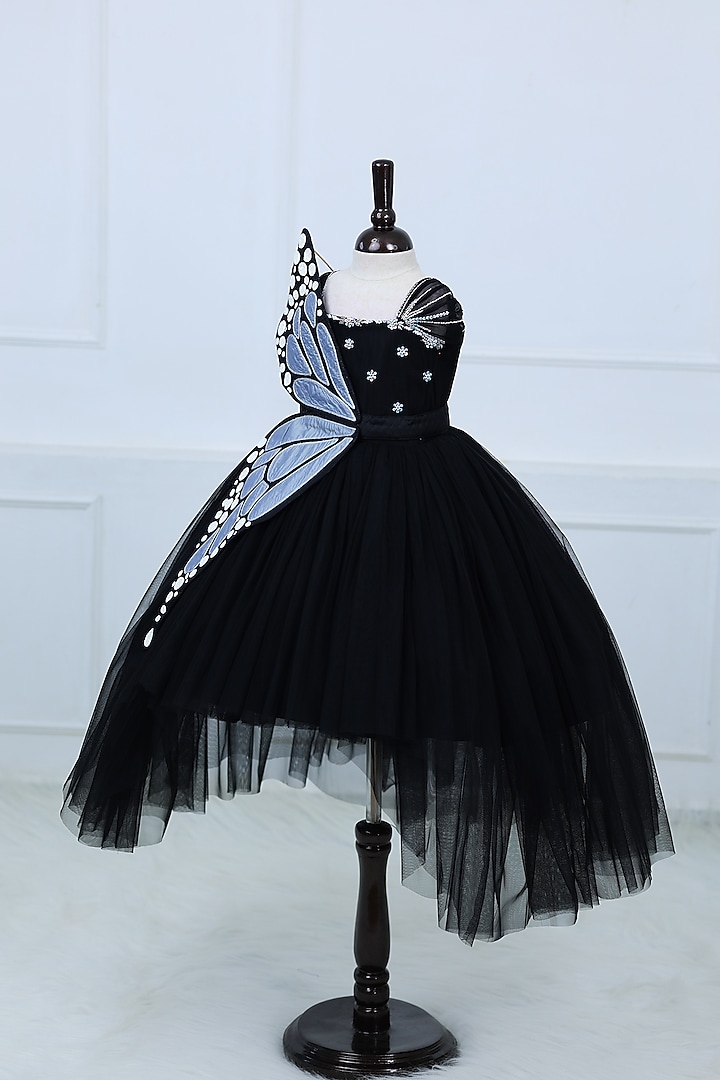 Black Net & Satin Gown For Girls by Li & Li Boutique at Pernia's Pop Up Shop