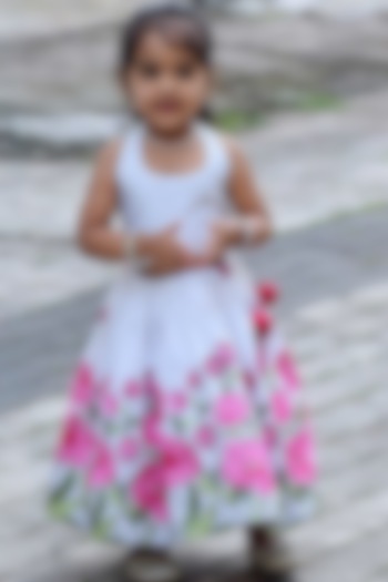 White Slub Skirt Set For Girls by Li & Li Boutique at Pernia's Pop Up Shop