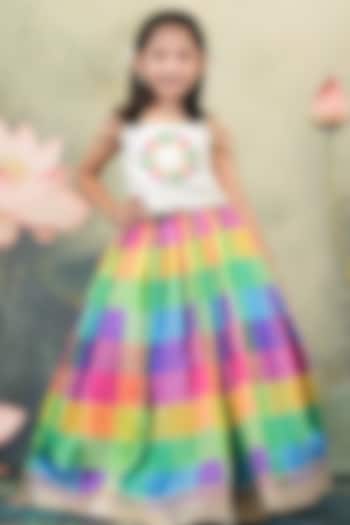 Multi-Colored Slub Checkered Skirt Set For Girls by Li & Li Boutique at Pernia's Pop Up Shop