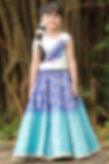 Royal Blue & Sky Blue Brocade Skirt Set by Li & Li Boutique at Pernia's Pop Up Shop