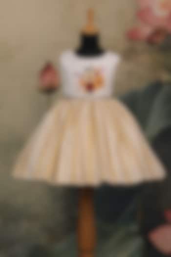 Ivory Chanderi Floral Printed Dress For Girls by Li & Li Boutique at Pernia's Pop Up Shop