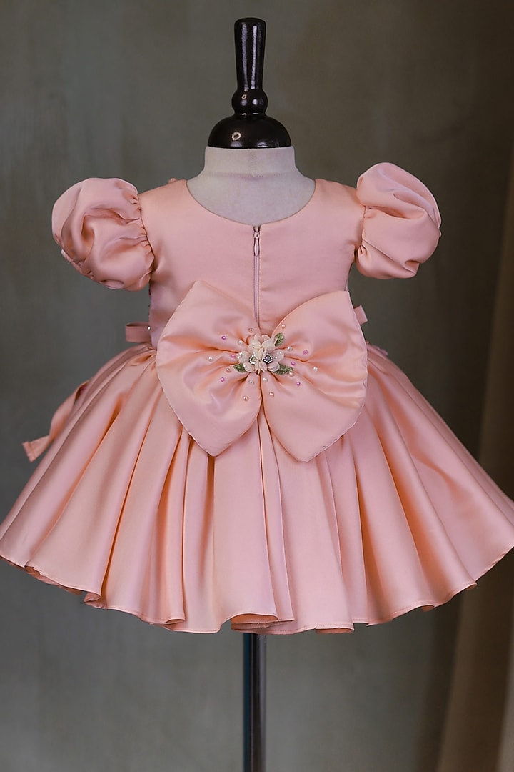 Peach Imported Satin Embroidered Dress by Li & Li Boutique at Pernia's Pop Up Shop