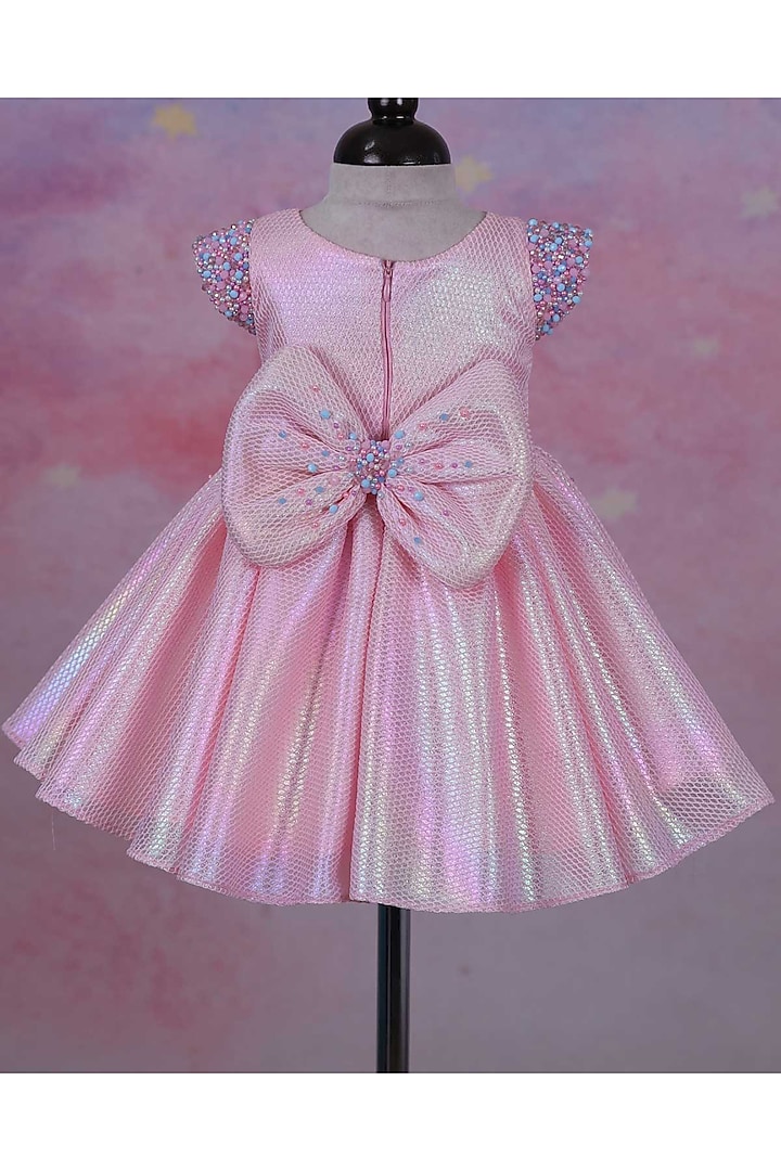 Baby Pink Galaxy Bond Embroidered Dress For Girls by Li & Li Boutique at Pernia's Pop Up Shop