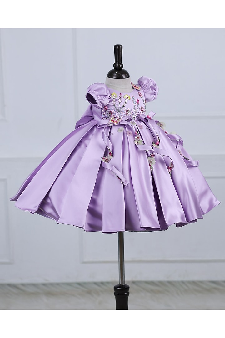 Lavender Imported Satin Embroidered Dress by Li & Li Boutique at Pernia's Pop Up Shop
