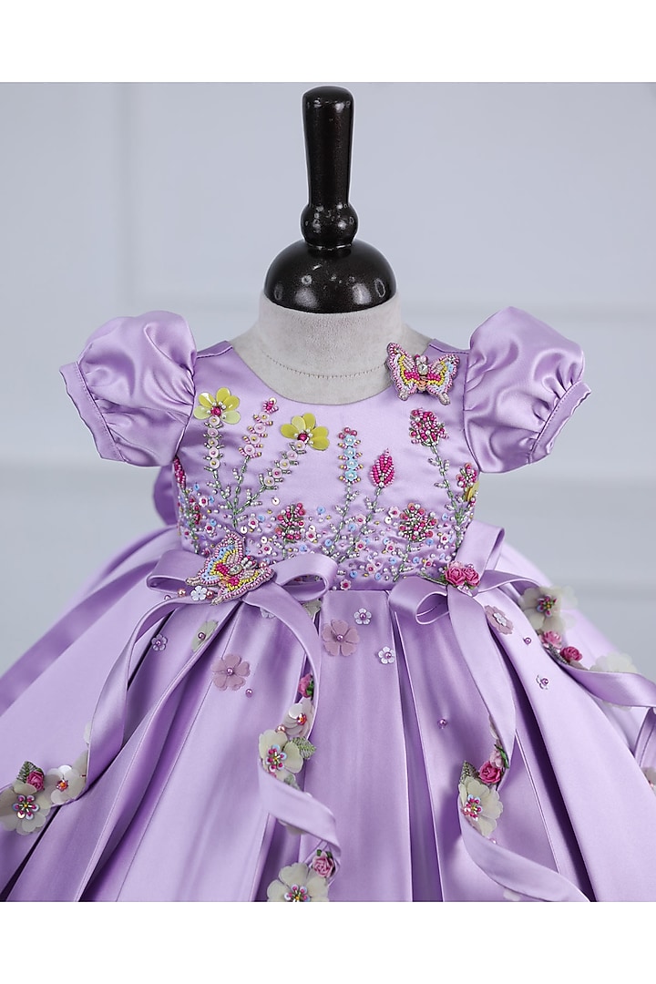 Lavender Imported Satin Embroidered Dress by Li & Li Boutique at Pernia's Pop Up Shop