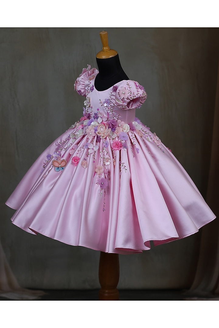 Pastel Baby Pink Imported Satin Embroidered Dress by Li & Li Boutique at Pernia's Pop Up Shop