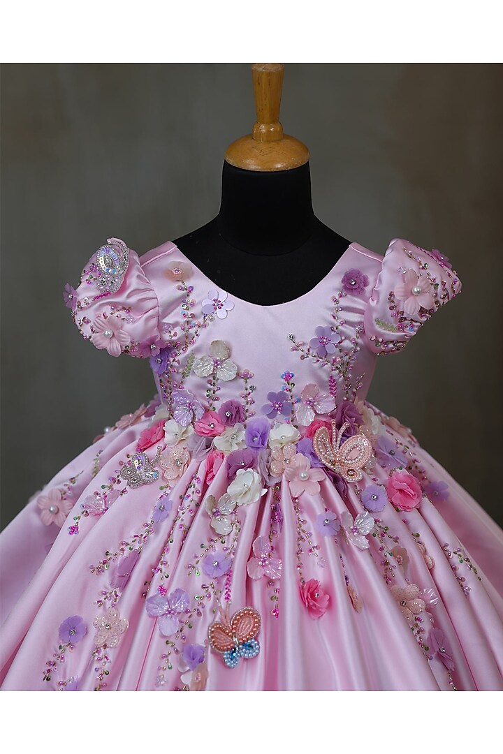 Pastel Baby Pink Imported Satin Embroidered Dress by Li & Li Boutique at Pernia's Pop Up Shop