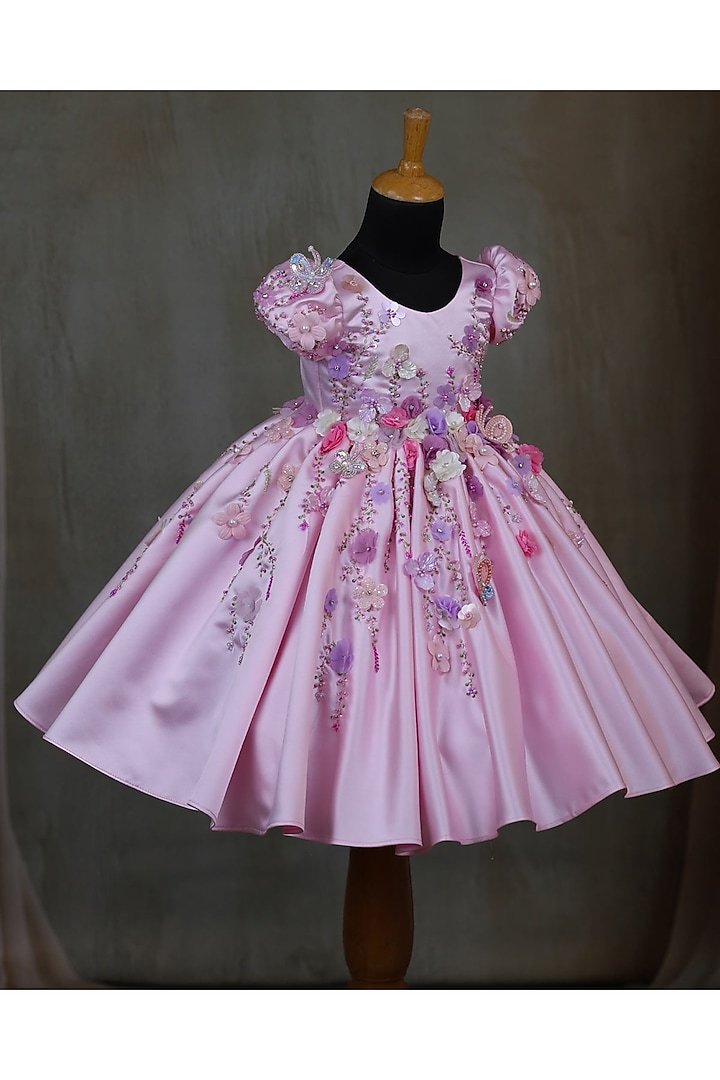 Pastel Baby Pink Imported Satin Embroidered Dress by Li & Li Boutique at Pernia's Pop Up Shop