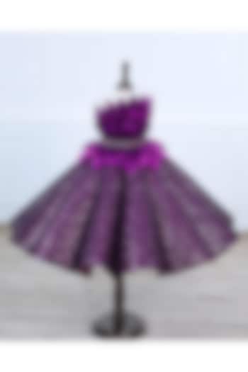 Plum Purple Sequins Embroidered Gown For Girls by Li & Li Boutique at Pernia's Pop Up Shop