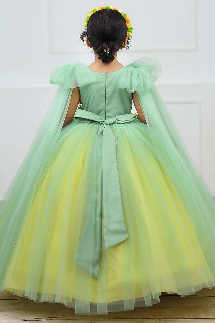 Multi-Colored Net & Satin Embroidered Dress For Girls by Li & Li Boutique at Pernia's Pop Up Shop