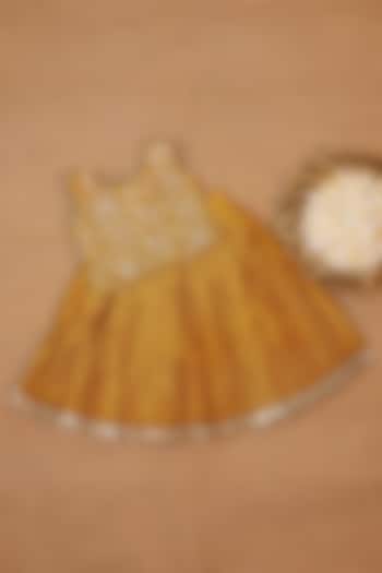 Golden Yellow Modal Silk Skirt Set For Girls by Li & Li Boutique at Pernia's Pop Up Shop