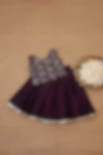 Dark Burgundy Modal Silk Skirt Set For Girls by Li & Li Boutique at Pernia's Pop Up Shop