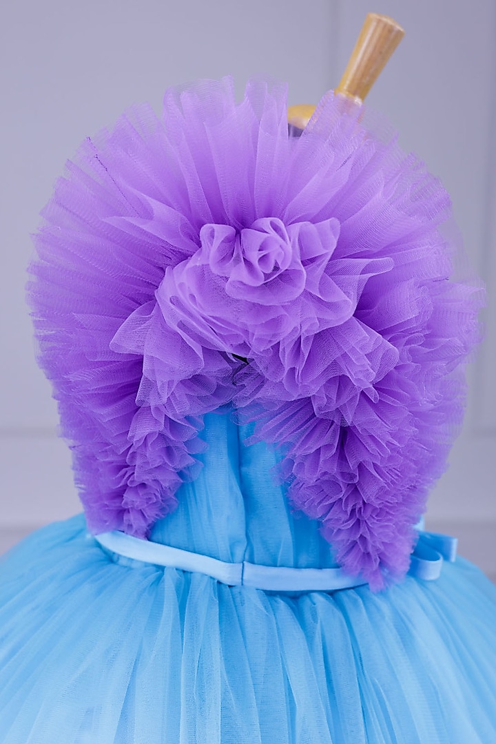 Baby Blue Net & Satin Dress For Girls by Li & Li Boutique at Pernia's Pop Up Shop